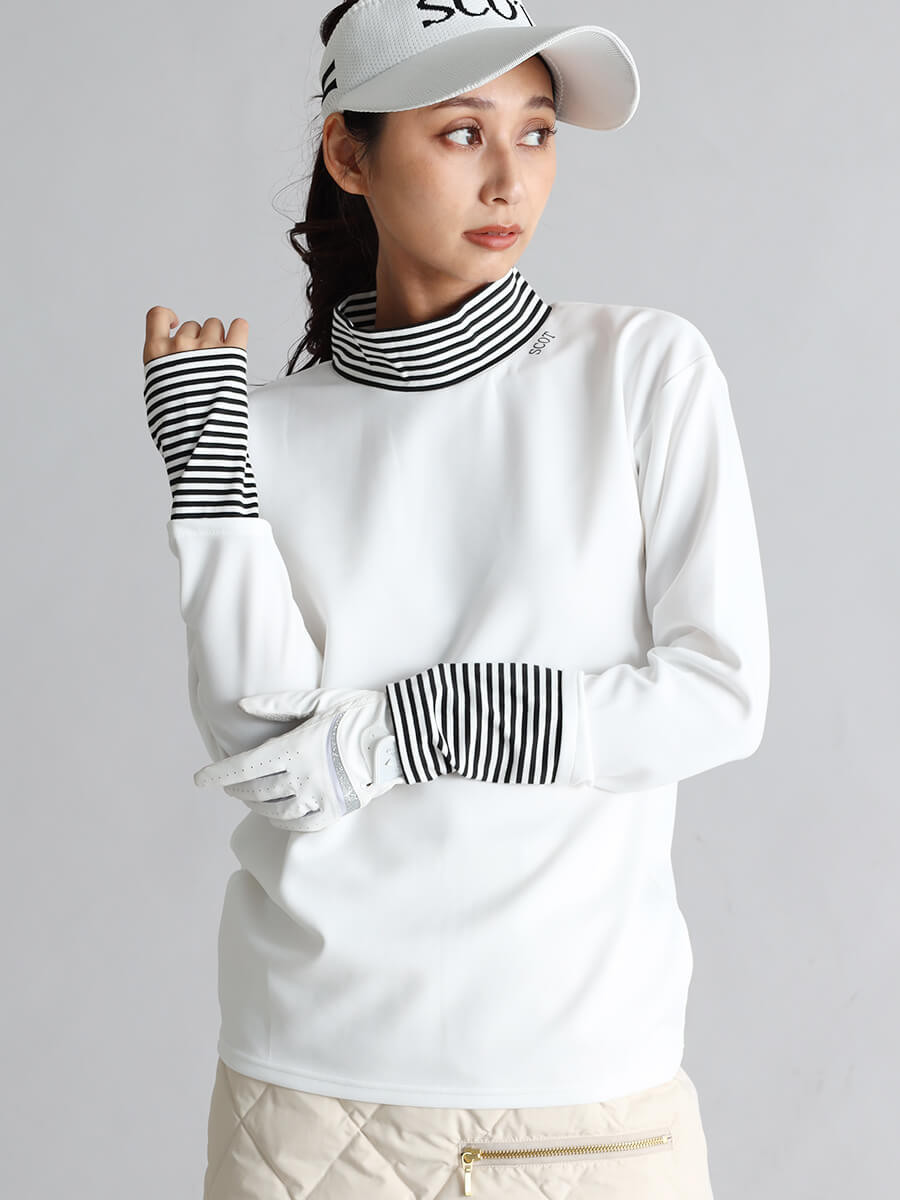 ボーダーモックネックカットソー YAMADAYA STORE ボーダーモックネックカットソー YAMADAYA STORE