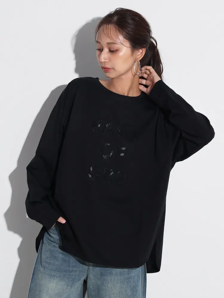 黒 長袖カットソー ロゴ付き 楽天市場】X-girl エックスガール 長袖tシャツ GRUNGE FACE L/S