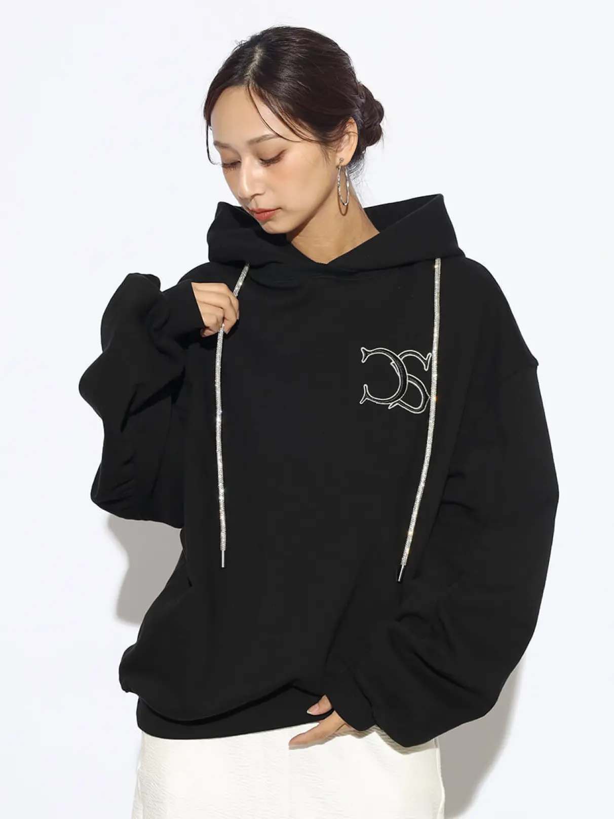 【新品】　スコットクラブ　ボンディング　パーカー　 ゆったり　美シルエット　黒 SCOTCLUBのパーカーの商品一覧｜ファッション通販のYAMADAYA STORE