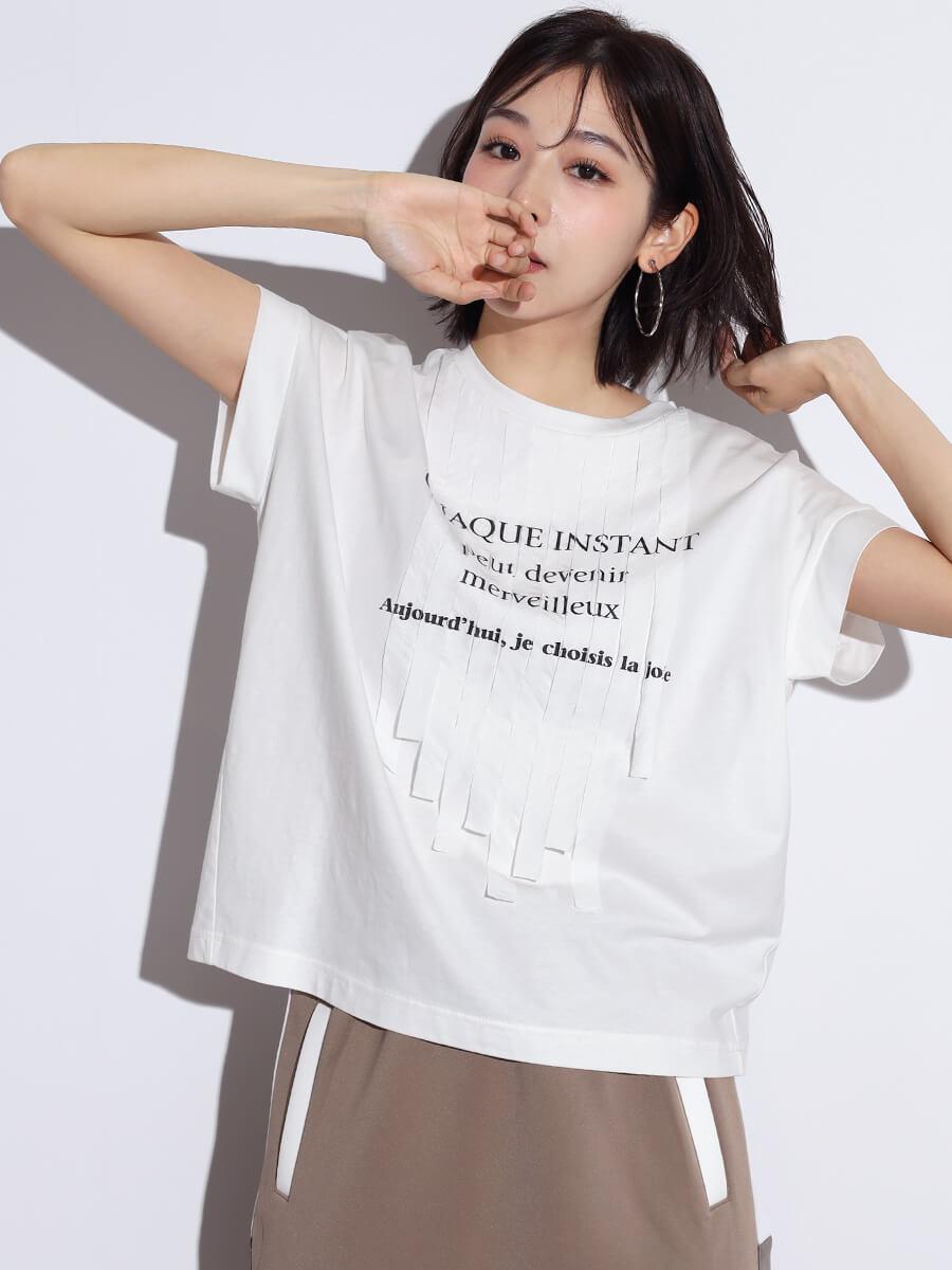 テープフリンジロゴTシャツ