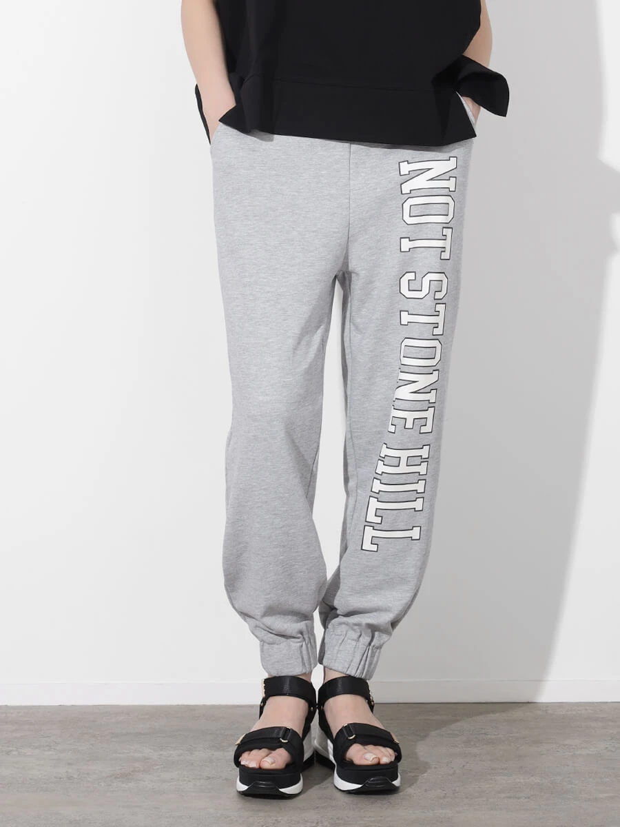 Rest&Recreation クリーム ロゴプリント ストレートパンツ レッグロゴプリントスウェットパンツ - SCOTCLUB - SCOTCLUB
