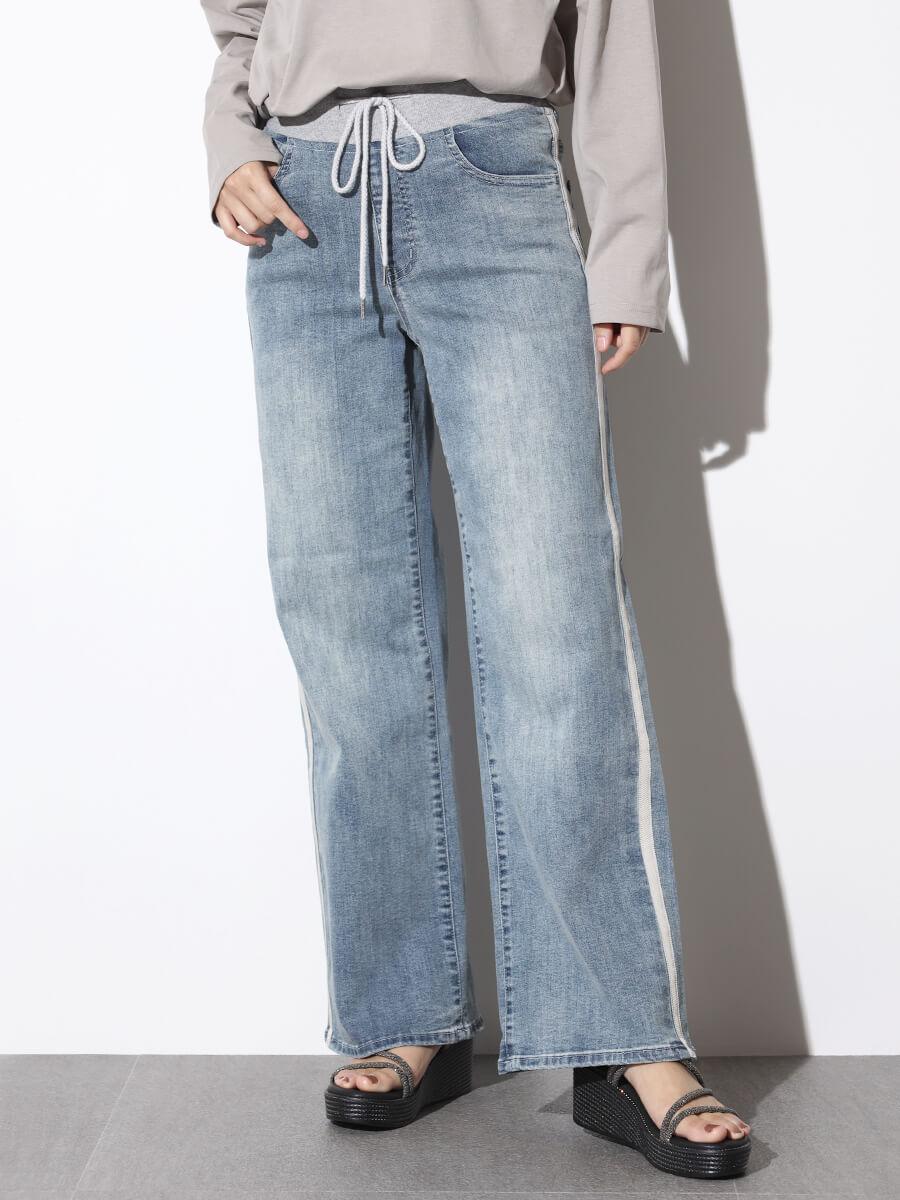 ウエストリブストレッチデニムパンツ