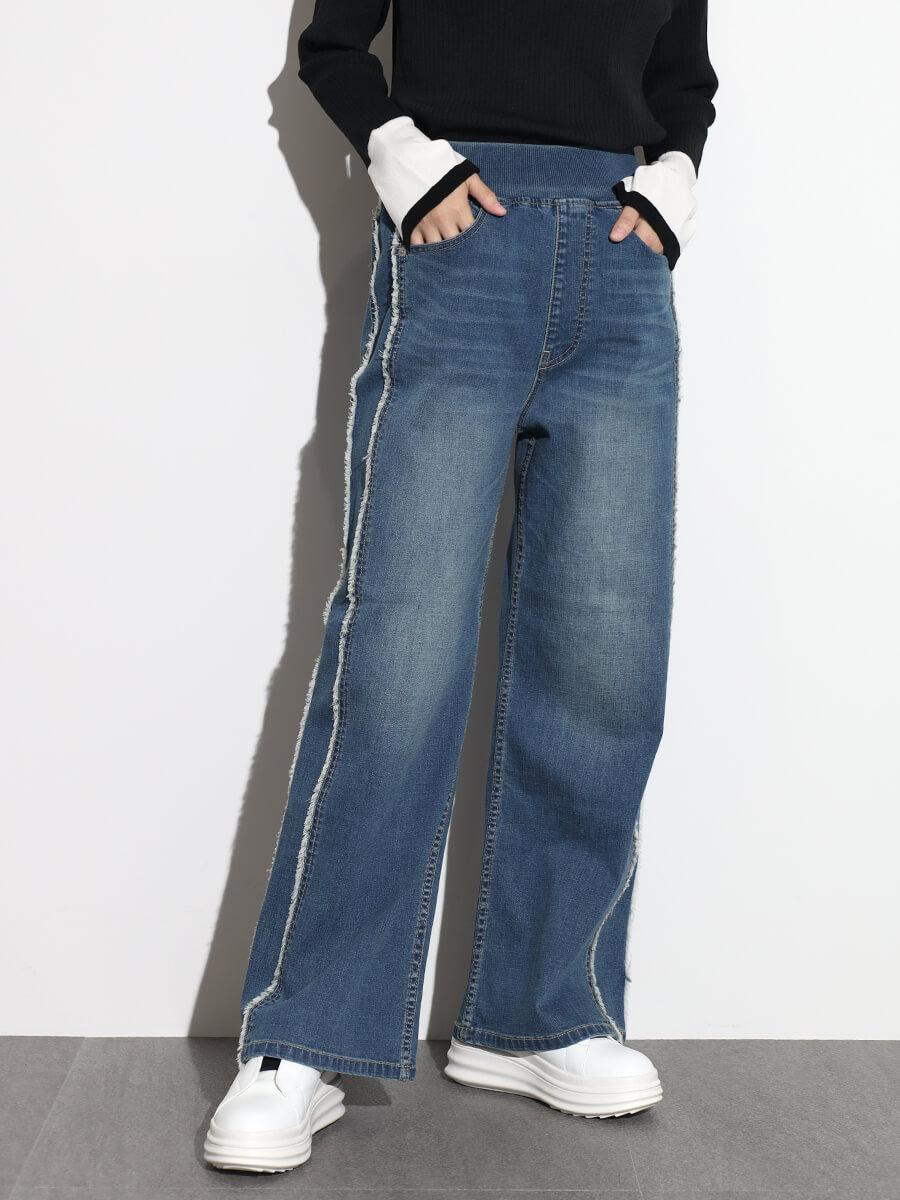 サイドフリンジデニムパンツ