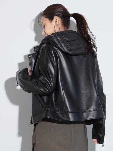 ダウンフード付きライダースジャケット - SCOTCLUB - SCOTCLUB