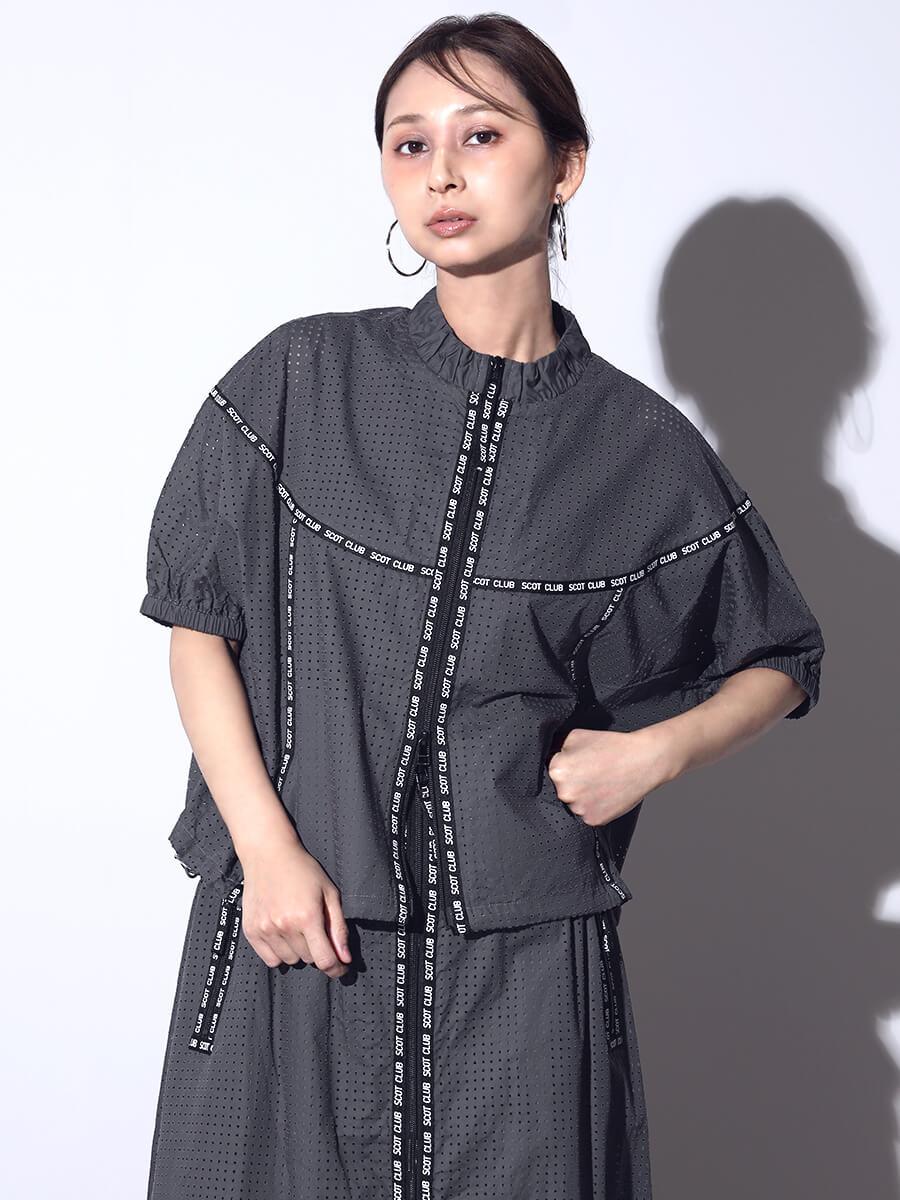コットン100パンチングハーフスリーブジャケット