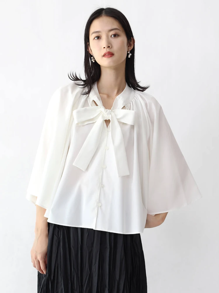 【試着のみ】lily by risa ブラウス　ホワイト　kumo blouse TOPS | Lily by Risa