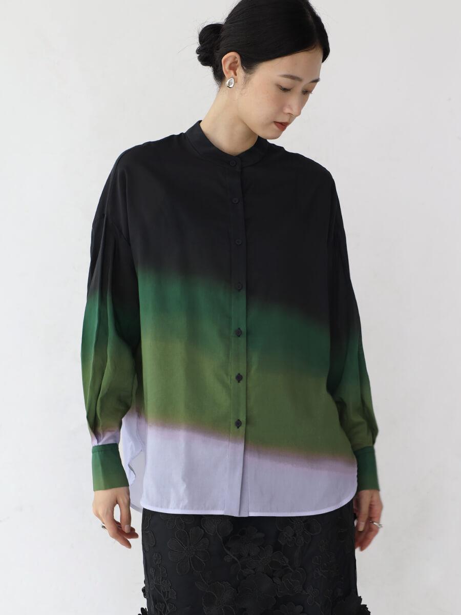 オンブレープリントノーカラーシャツ YAMADAYA STORE オンブレープリントノーカラーシャツ YAMADAYA STORE