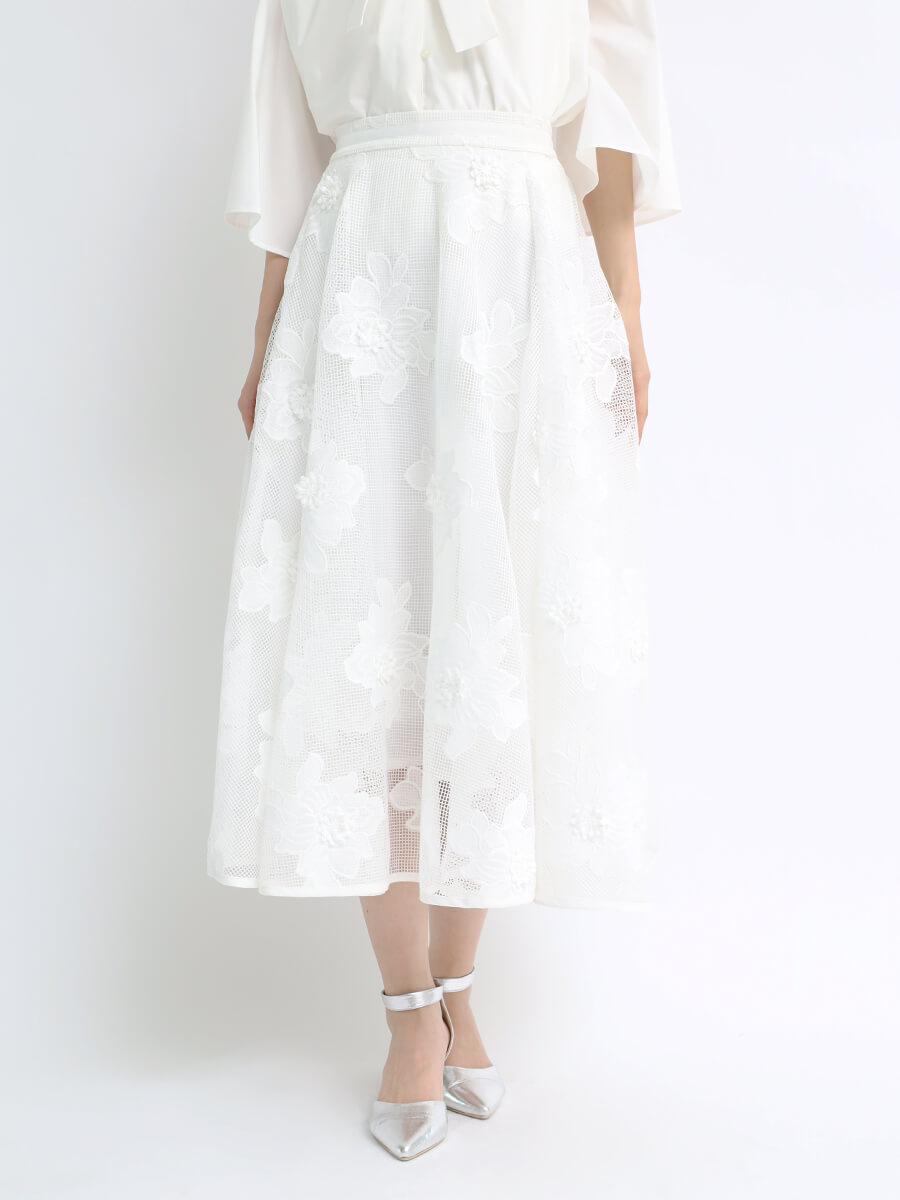 カットワークレースフレアスカート YAMADAYA STORE カットワークレースフレアスカート YAMADAYA STORE