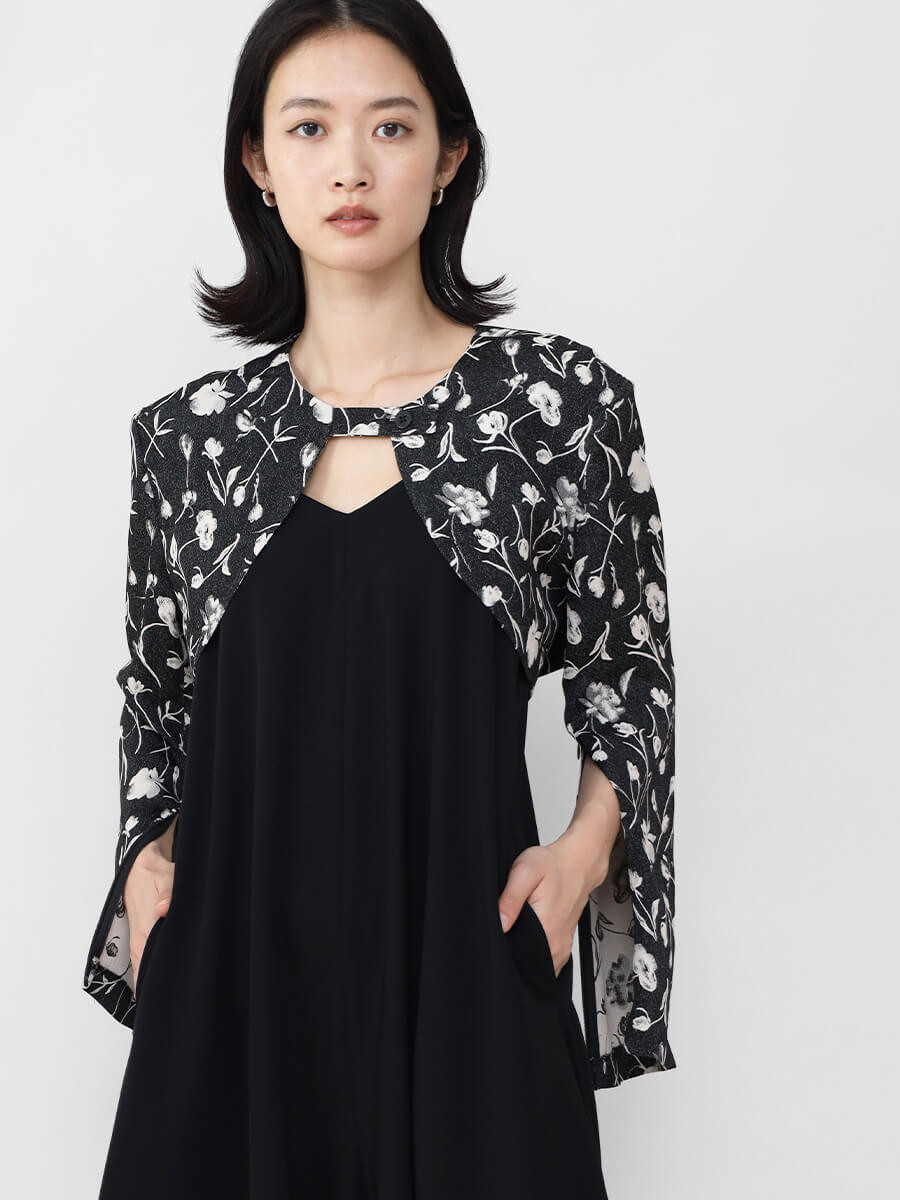 桐生モノトーンフラワージャガードボレロジャケット YAMADAYA STORE