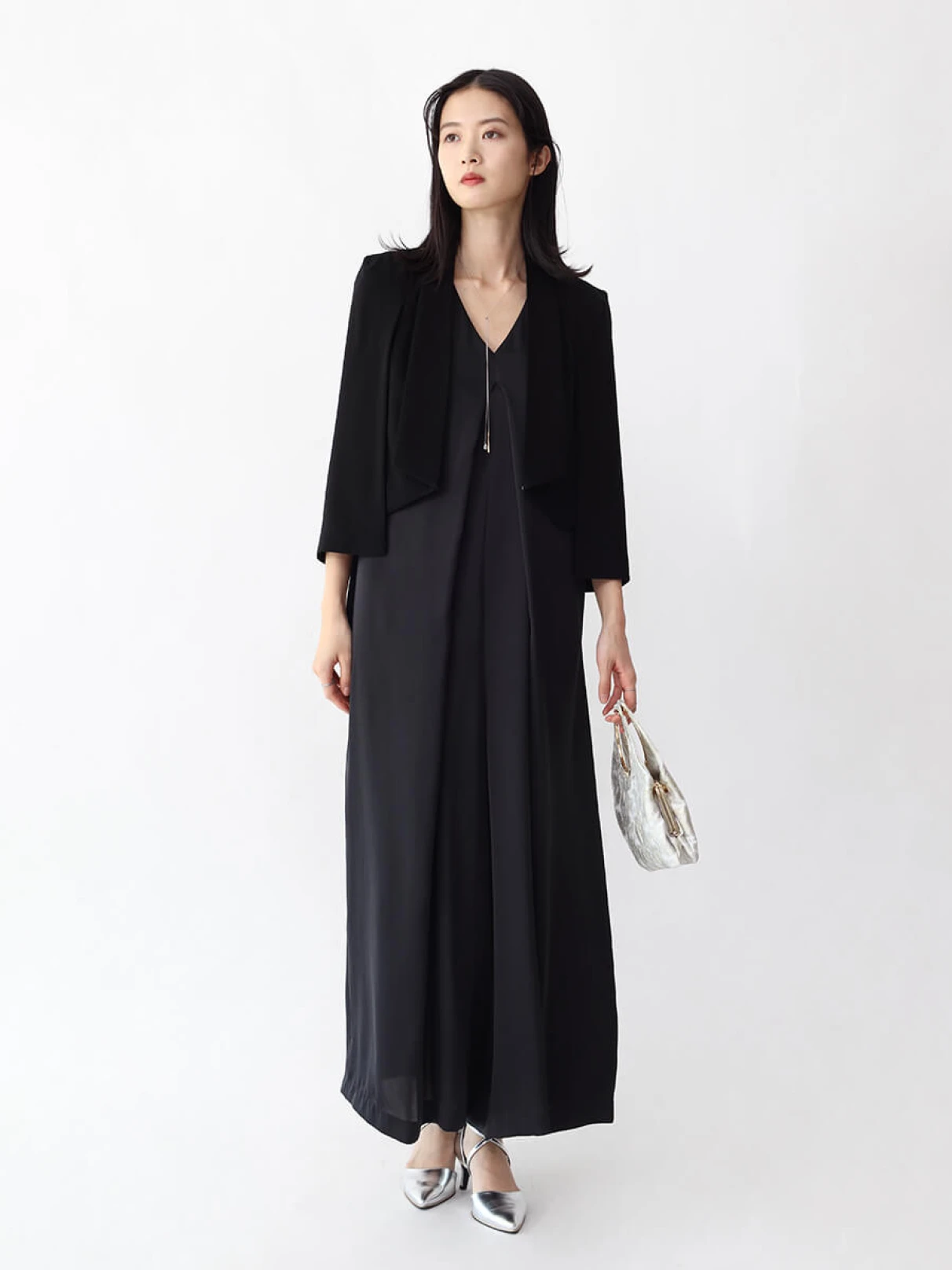 Aga ケープジャケット アーガ Aga Aga Black ノーカラーケープジャケット （ブラック