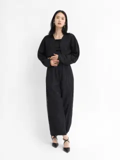 【新品】ヤマダヤ　福袋　Aga ジャケット　ブラック　黒　日本製 Aga レイヤードラインショートジャケット ノーカラー ヤマダヤ