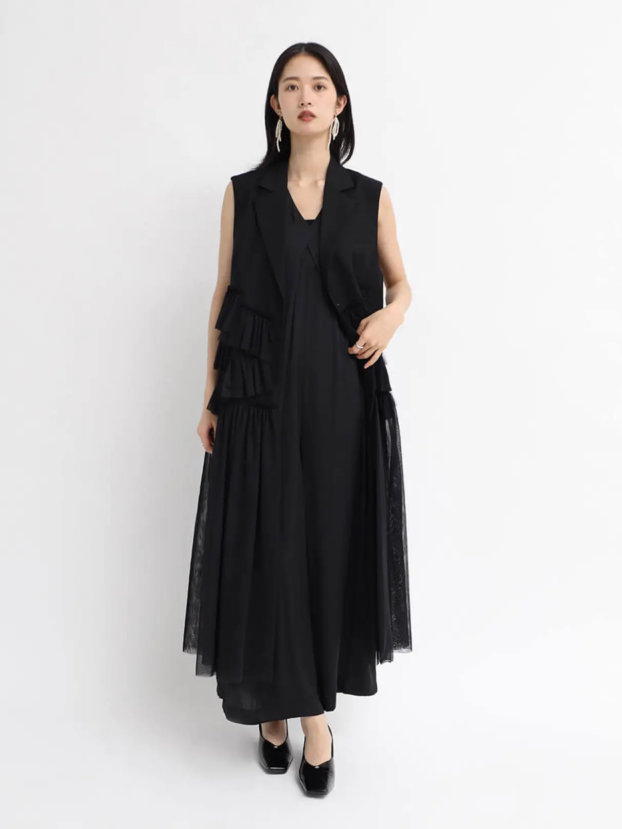 新品未使用✨TOKUKO 1erVOLドロスト入りシアーチュールロングジレ 9 新品未使用✨TOKUKO 1erVOLドロスト入りシアーチュールロングジレ 9