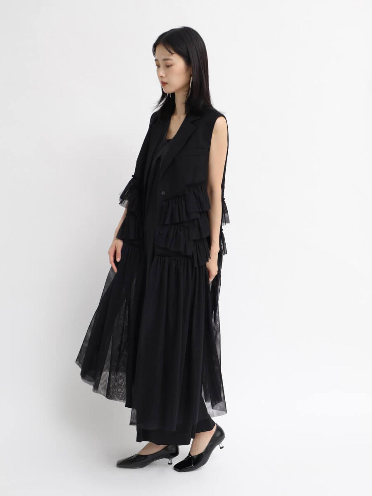 チュールドッキングティアードロングジレ - resil - Aga