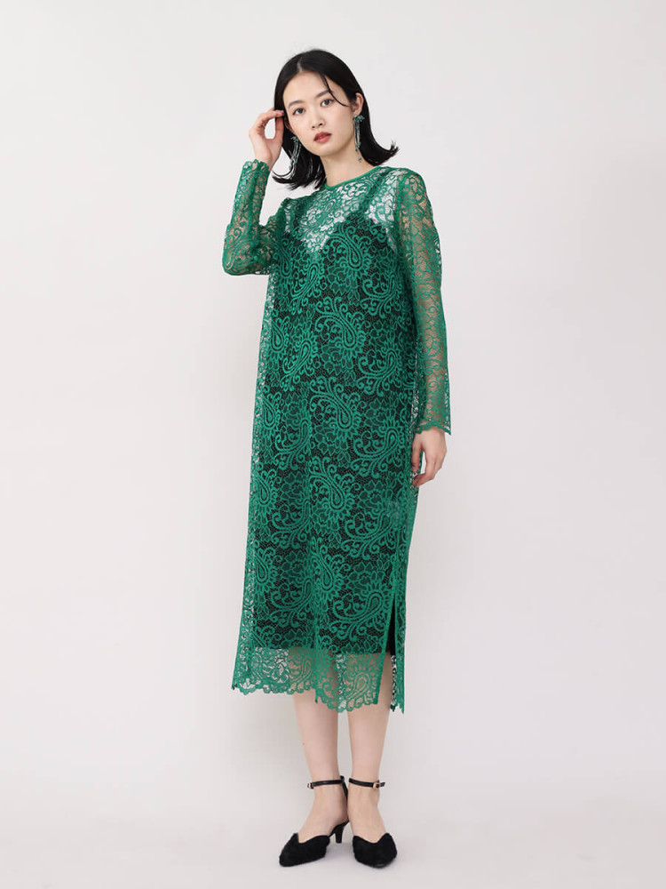 Adonisis × resil ぺイズリーレースレイヤードワンピース - resil  