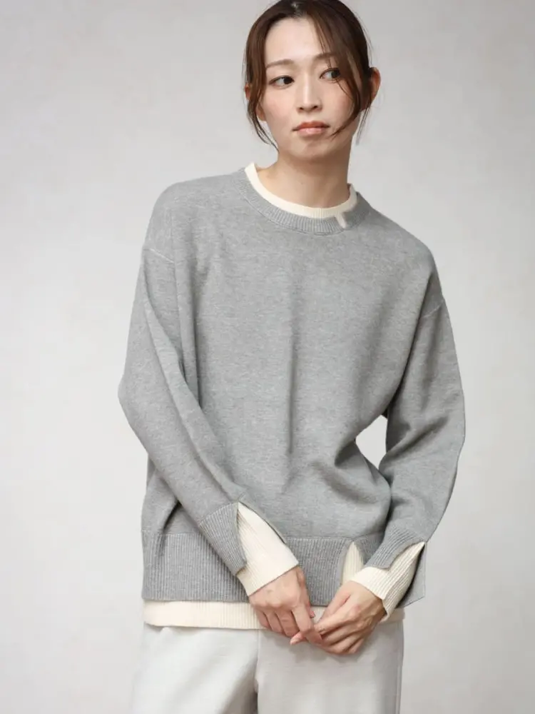 バイカラーレイヤードデザインニット - MEDOC original - CLOVE