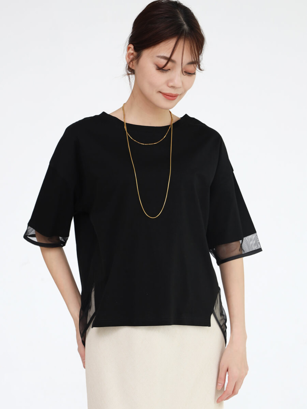 新品　ヤマダヤ　メドック　チュールTシャツ　ブラック チュールドッキングTシャツ - MEDOC original - CLOVE｜YAMADAYA