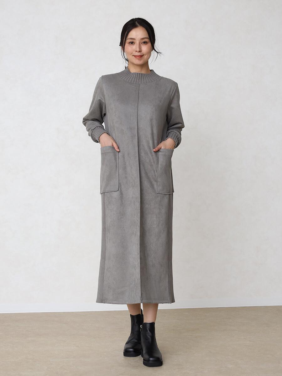 フェイクスエード×リブハイネックワンピース - MEDOC original - CLOVE