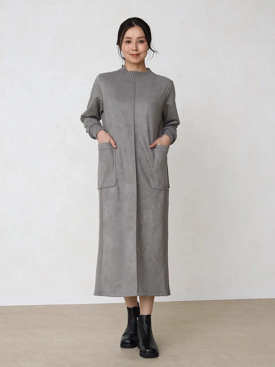 フェイクスエード×リブハイネックワンピース - MEDOC original - CLOVE