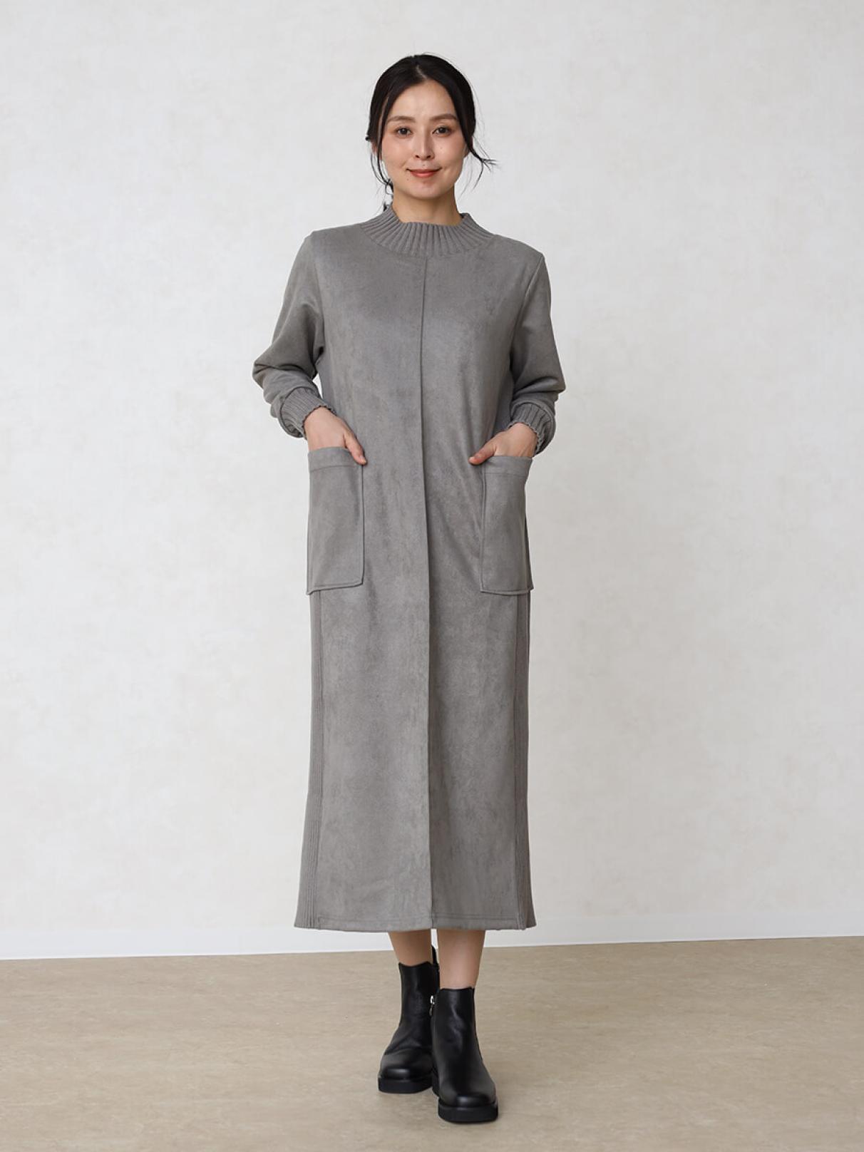 フェイクスエード×リブハイネックワンピース - MEDOC original - CLOVE