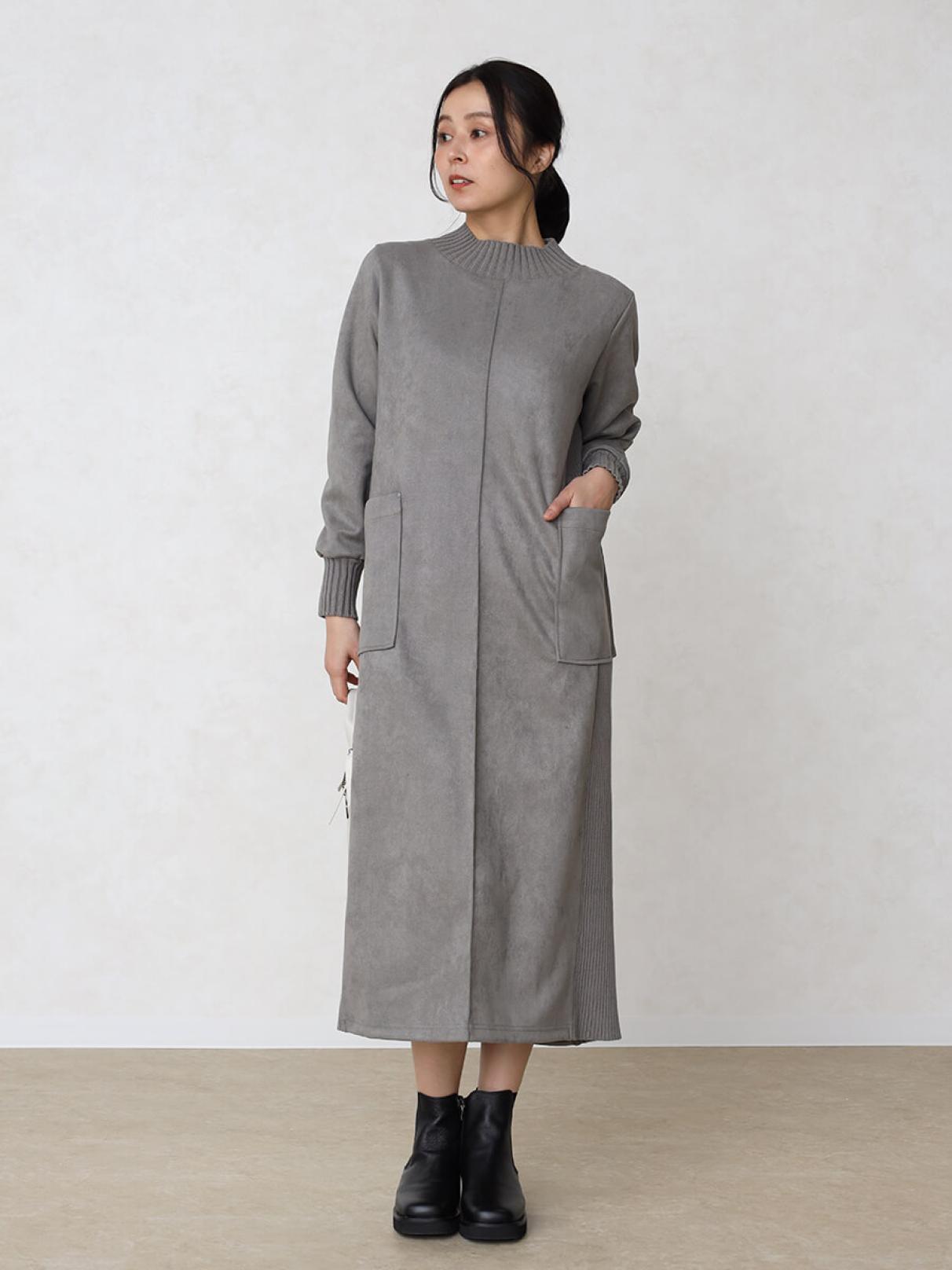 rume様 フェイクスエード×リブハイネックワンピース - MEDOC original - CLOVE