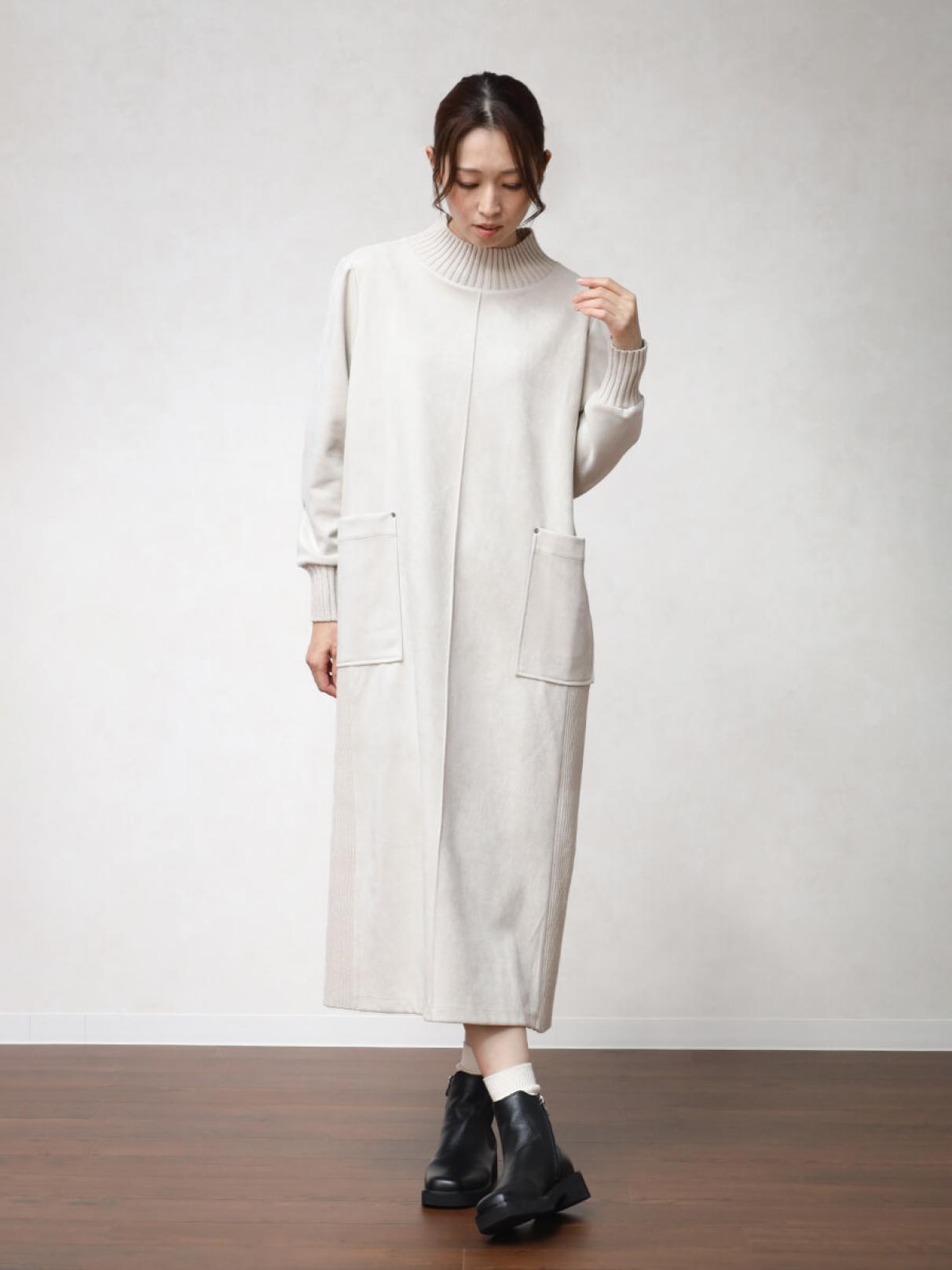 フェイクスエード×リブハイネックワンピース - MEDOC original - CLOVE