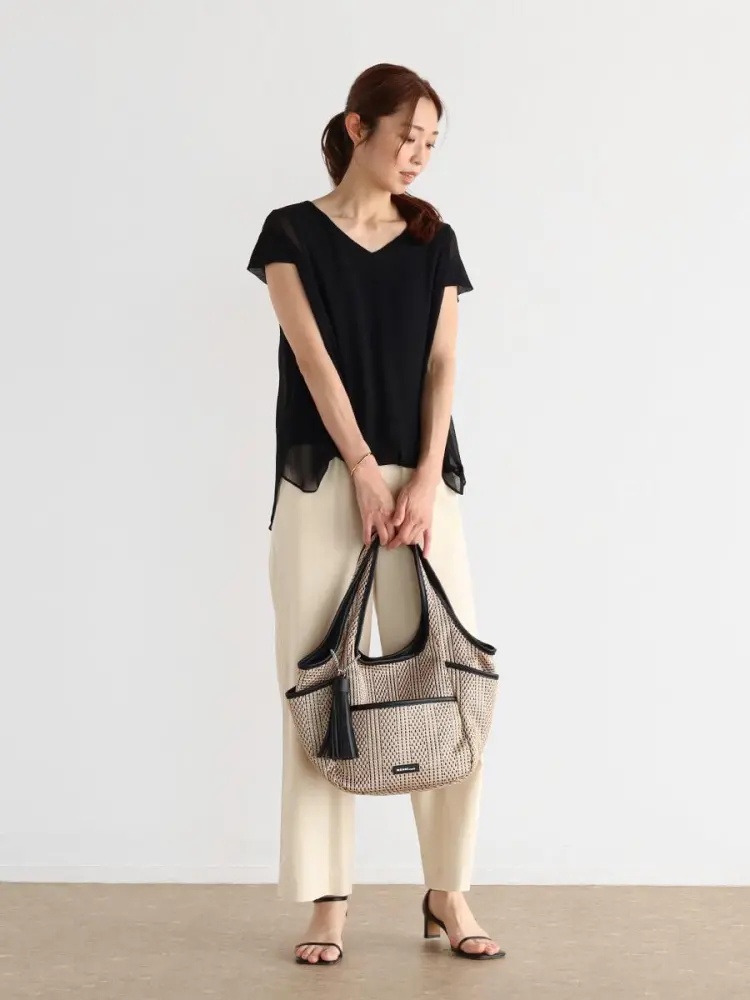 レザーパイピングメッシュトートバッグ - MEDOC original - CLOVE
