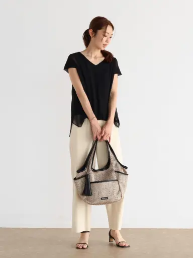 レザーパイピングメッシュトートバッグ - MEDOC original - CLOVE