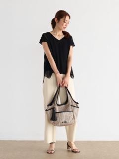 レザーパイピングメッシュトートバッグ - MEDOC original - CLOVE