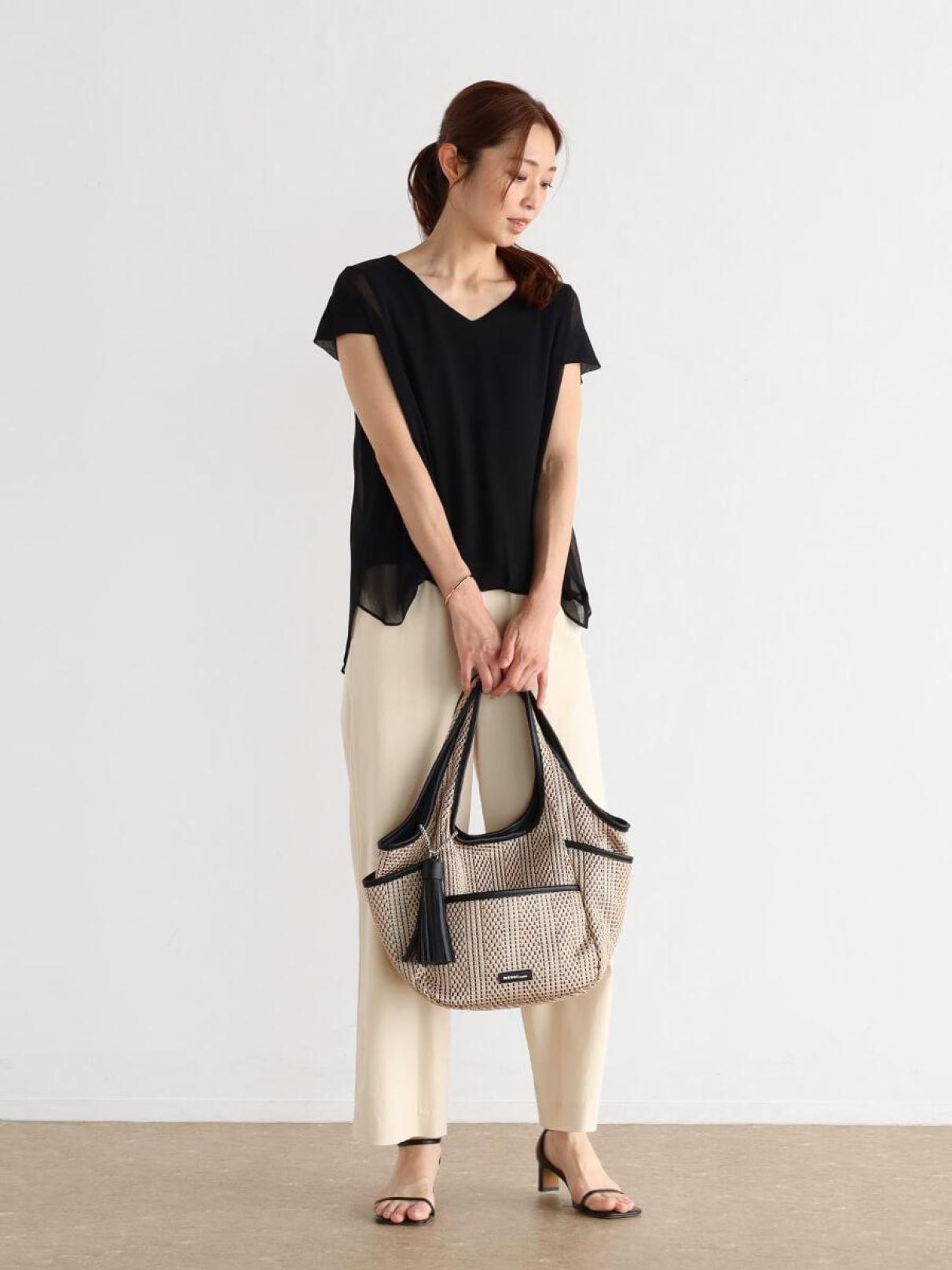 レザーパイピングメッシュトートバッグ - MEDOC original - CLOVE