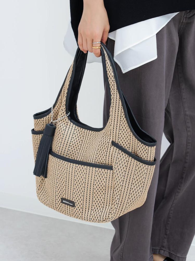 レザーパイピングメッシュトートバッグ - MEDOC original - CLOVE 