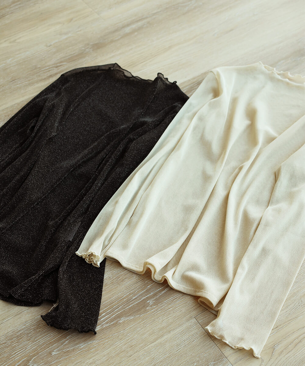 シアーラメカットソー(black,beige) YAMADAYA STORE シアーラメカットソー(black,beige) YAMADAYA STORE