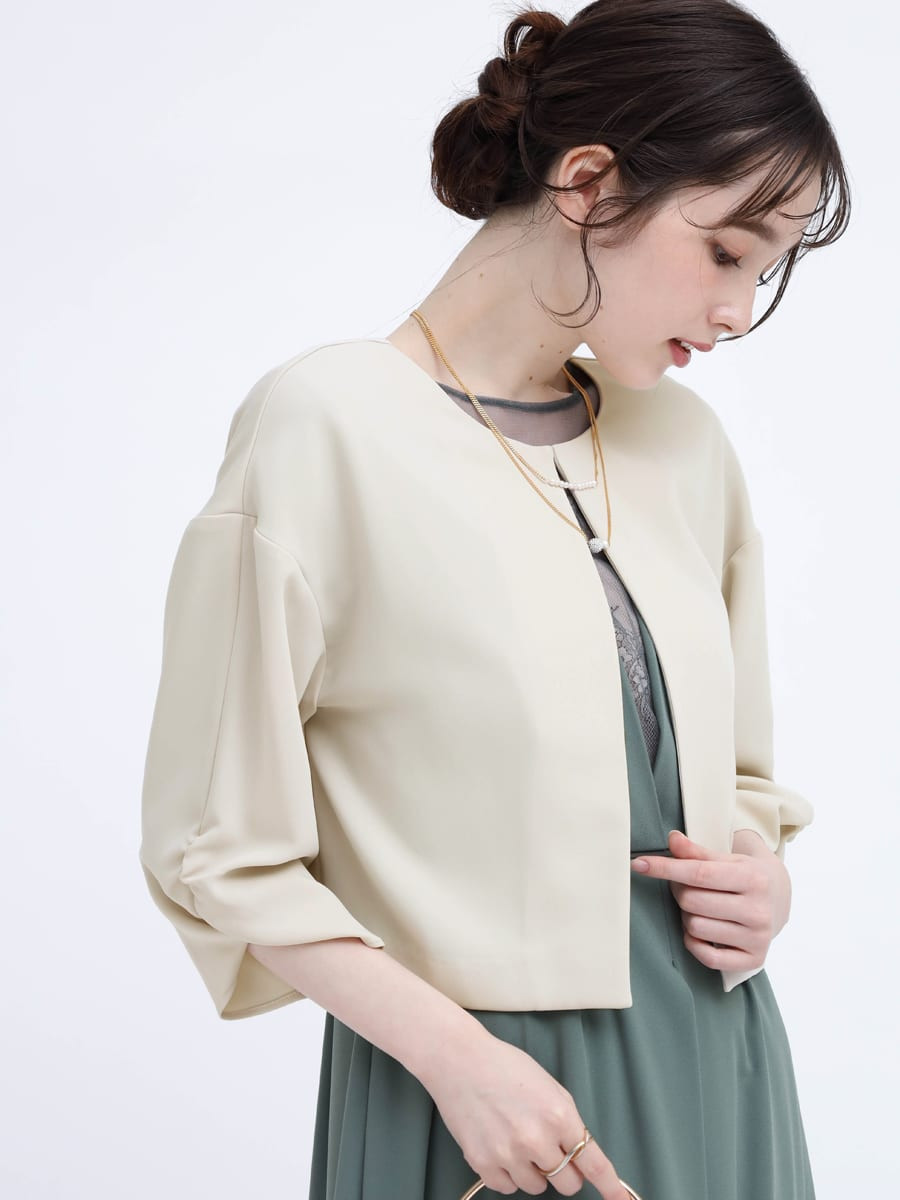 ギャザースリーブショートライトジャケット YAMADAYA STORE ギャザースリーブショートライトジャケット YAMADAYA STORE