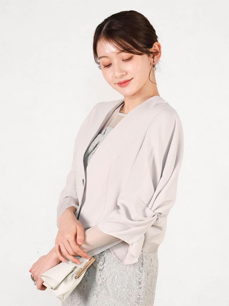 Rire Fete ノーカラーケープデザインライトジャケット ヤマダヤ　日本製 Rire Feteのノーカラージャケットの商品一覧｜ファッション通販の