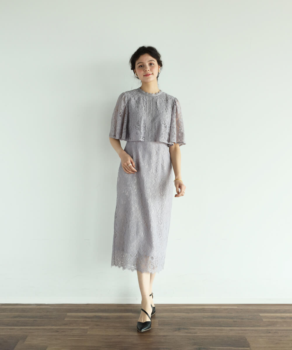ケープスリーブクラシカルレースドレス YAMADAYA STORE ケープスリーブクラシカルレースドレス YAMADAYA STORE