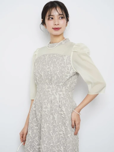 極美品 現行 リルフェテ ふくれジャガードバックリボンドレス グレージュ 38 064111427_31_m.webp