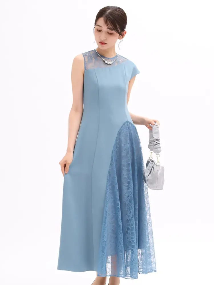 （残りわずか）MARCHESA レイラニドレス RANS】ミニ/ドレス/ワンピース/ラベンダー/七分袖/千鳥柄/A