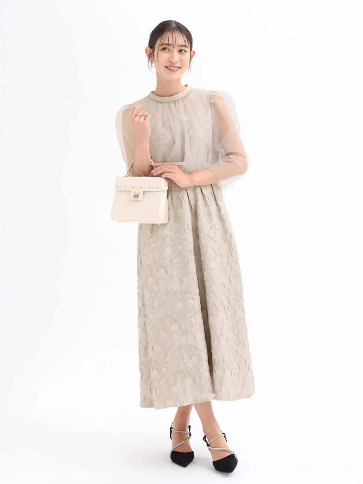 チュールボレロふくれジャガードドレス - Rire Fete - petirobe