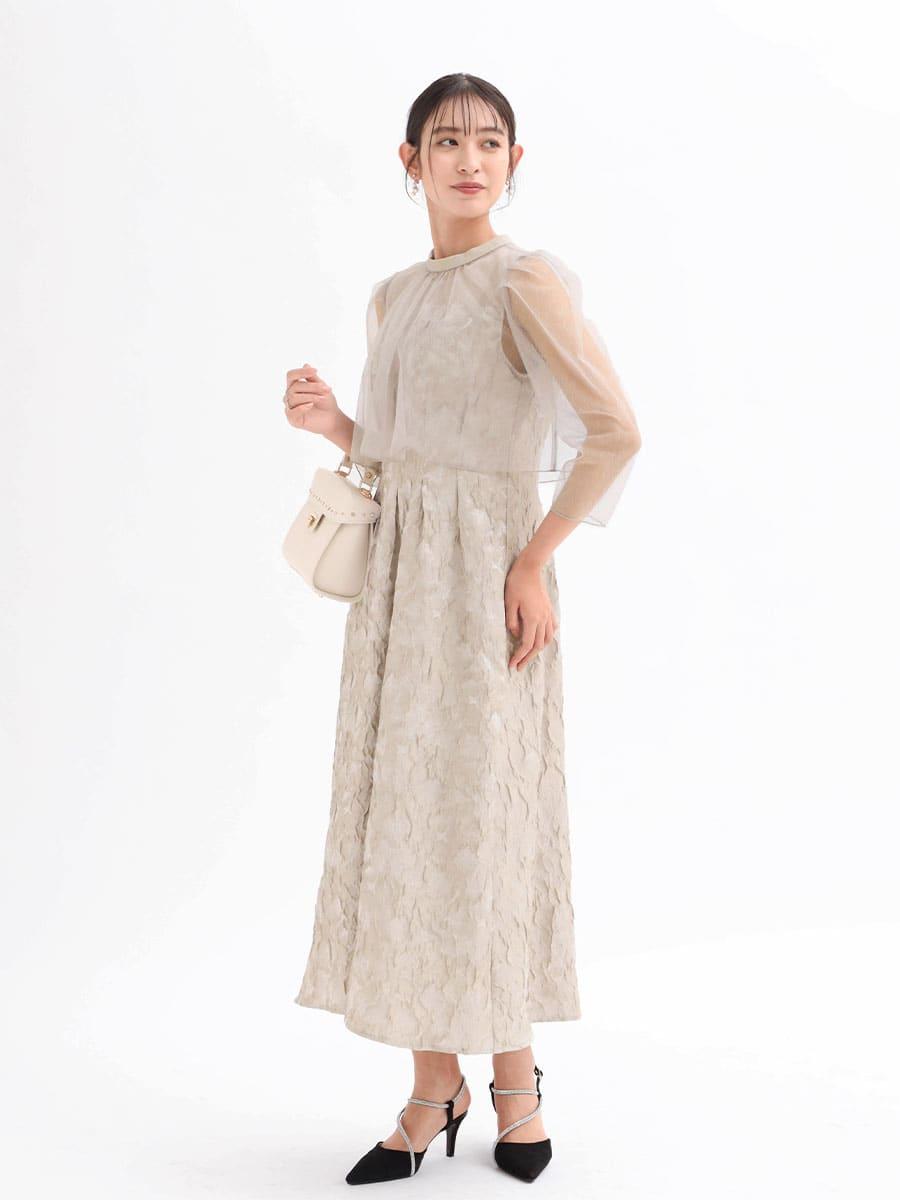 チュールボレロふくれジャガードドレス - Rire Fete - petirobe