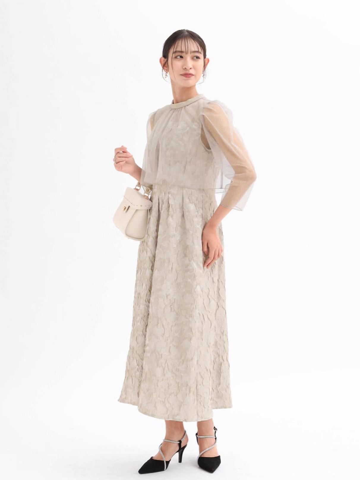 チュールボレロふくれジャガードドレス - Rire Fete - petirobe