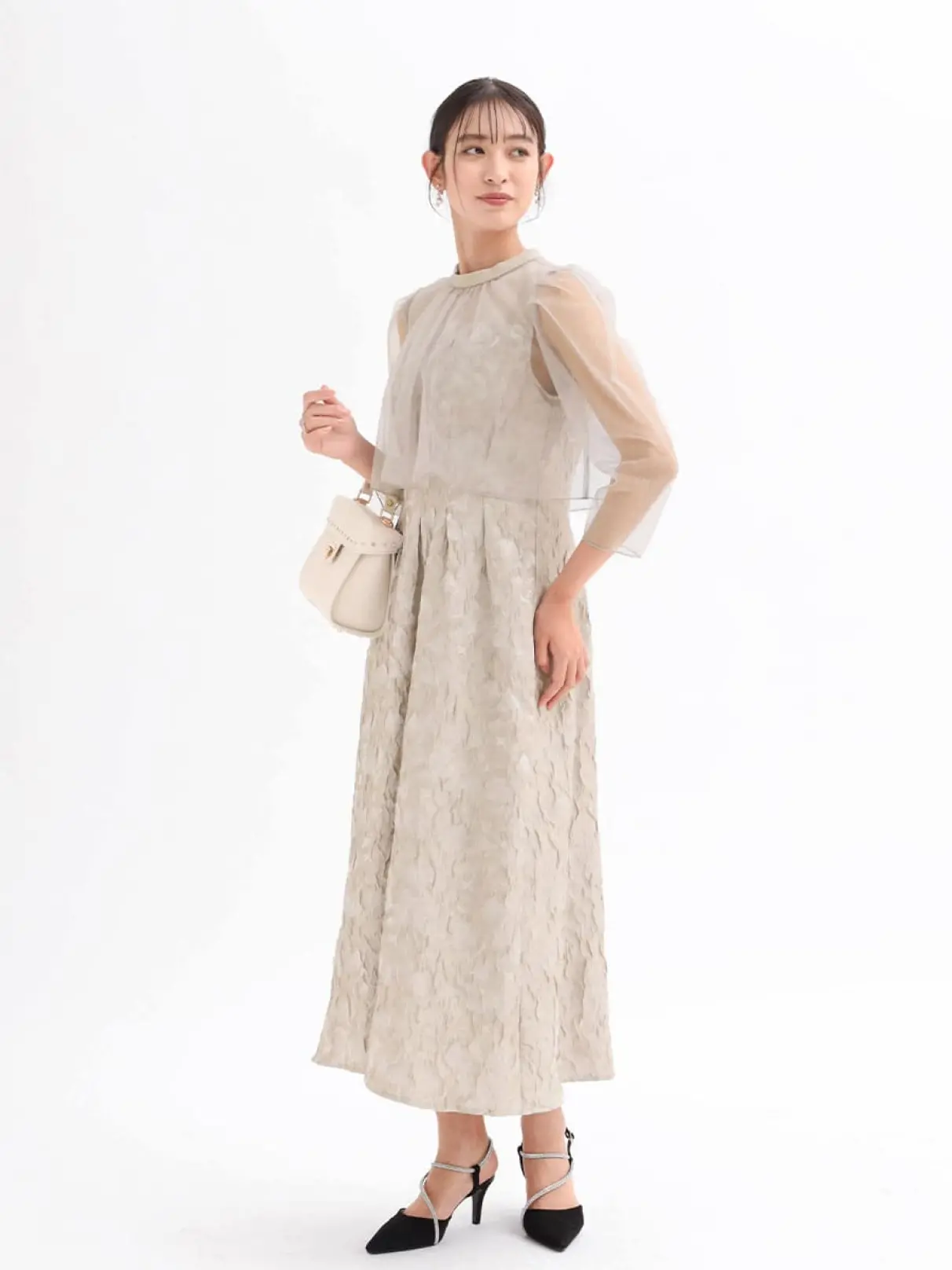 チュールボレロふくれジャガードドレス - Rire Fete - petirobe