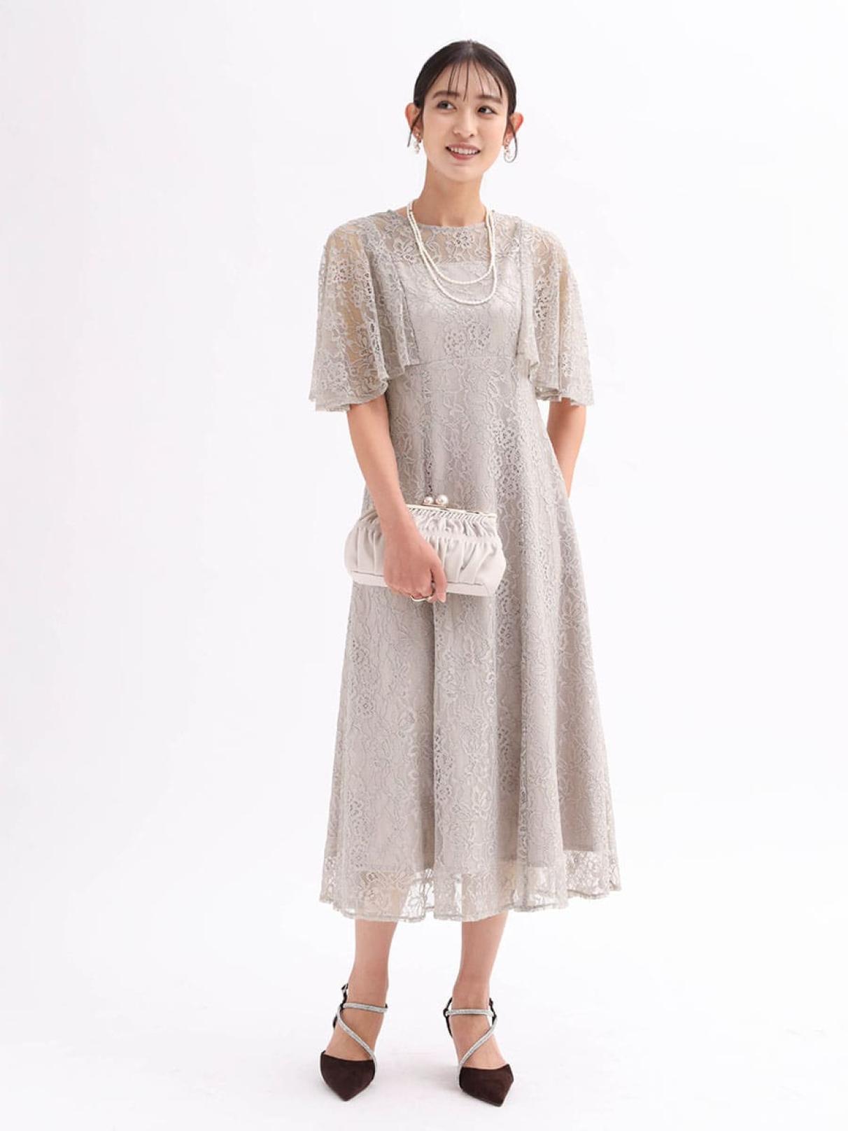 ヤマダヤ　Rire Fete ケープライクレースワンピース ケープライクフレアレースワンピース - Rire Fete - petirobe