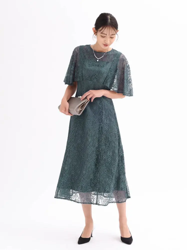 ケープライクフレアレースワンピース - Rire Fete - petirobe