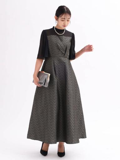 フラワージャガードビスチェ風ドレス - Rire Fete - petirobe