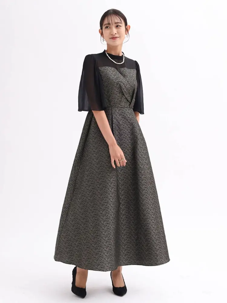 極美品❤︎リルフェテ フラワージャガード ドレス ワンピース 花柄 楽天市場】フラワージャガードフリルドレス ワンピース ロング丈