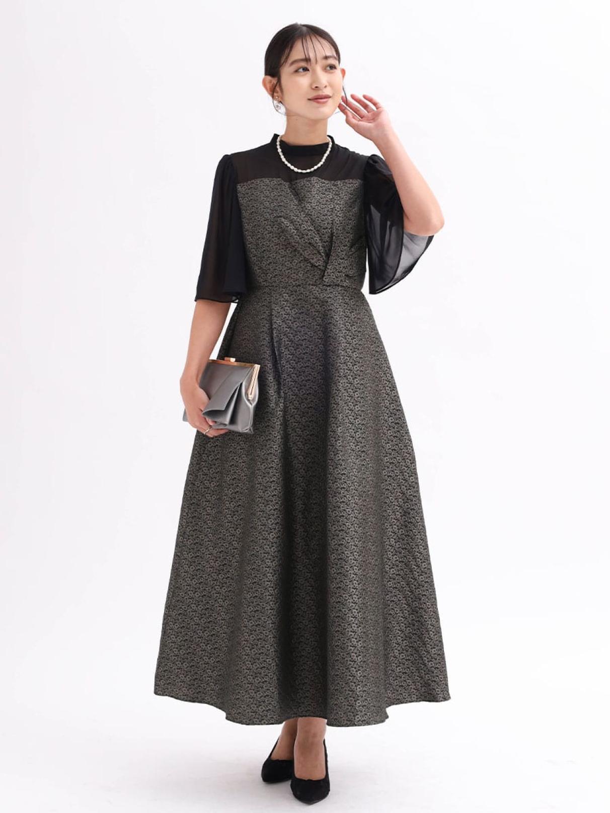 フラワージャガードビスチェ風ドレス - Rire Fete - petirobe