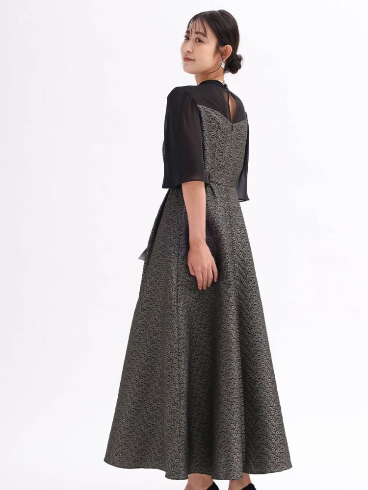 フラワージャガードビスチェ風ドレス - Rire Fete - petirobe