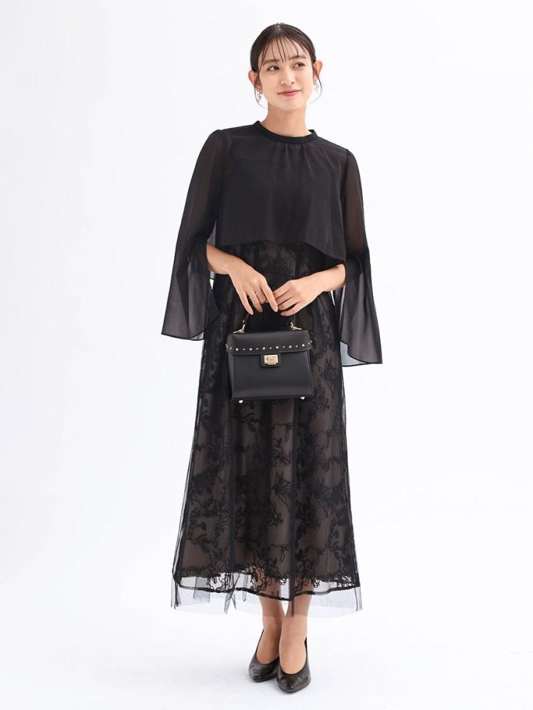 Rire fete チュールレイヤードフラワー刺繍ドレス チュールレイヤードフラワー刺繍ドレス - Rire Fete - petirobe