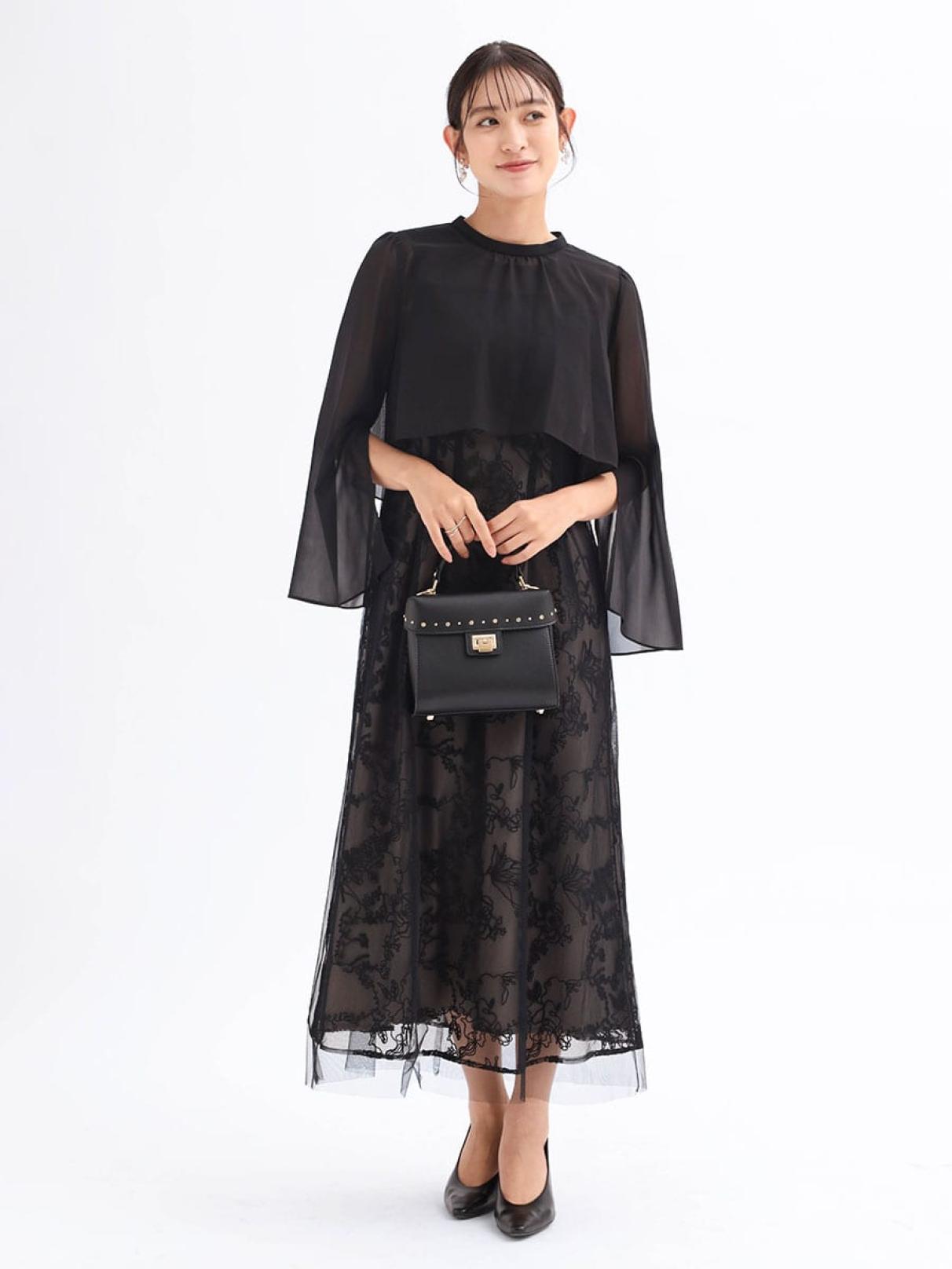 コード刺繍ノースリーブドレス＆オーガンジーボレロ - Rire Fete