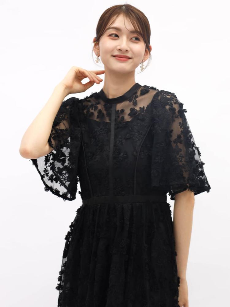 フラワー刺繍チュールドレス - Rire Fete - petirobe｜YAMADAYA STORE
