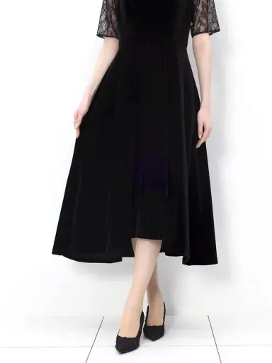最終価格【三万円新品】4way Rire Feteレースドレス レーススリーブベロアドレス - Rire Fete - petirobe｜YAMADAYA STORE